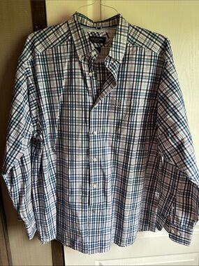 XL Ariat Pro Series Men's Blue Plaid Button-Down Shirt